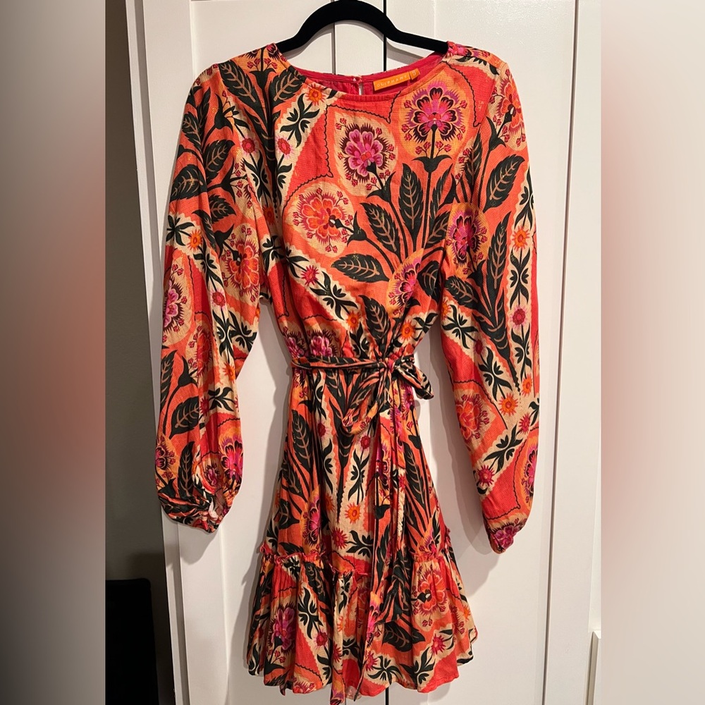 Oliphant Crewneck Flirty Short Dress, Red Positano